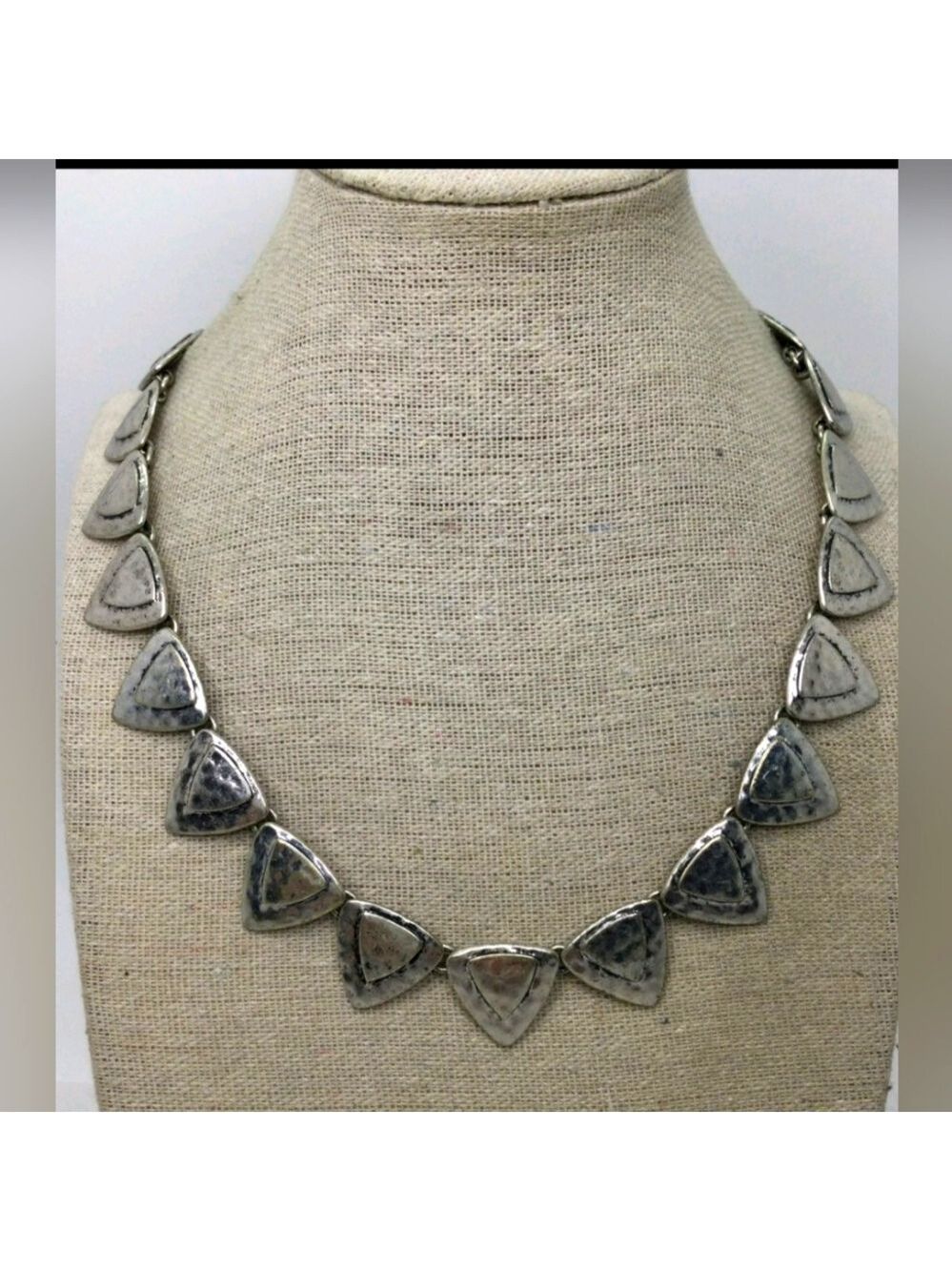 Lucky Brand Silvertone Hammered Tribal Necklace 17"